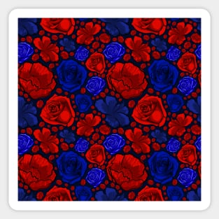 Beautiful Red and Blue Floral Fashion Print Sticker